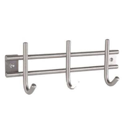 China Modern 3 Hooks Coat Hook Rack Rail Shelf Robe Hanger Wall Mount Brushed Stainless Steel SS304 Wall Mount Entryway Bedroom Hook Organize for sale