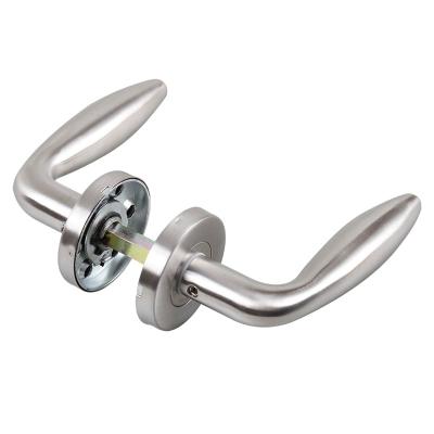 China Satin Stainless Steel Horn Fancy Lock Modern Door Handle With Escutcheon Parts European Interior Interior Door Handle Level for sale