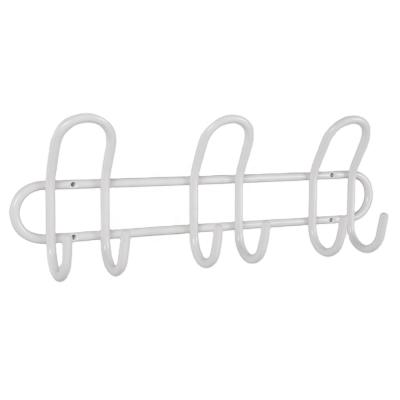 China Durable Coat Clothes Metal Hanger Wall Coat Rack with 6 White Hook Rails for Hang Coat/Clothes/Clothing/Hat/Bag/Key for sale