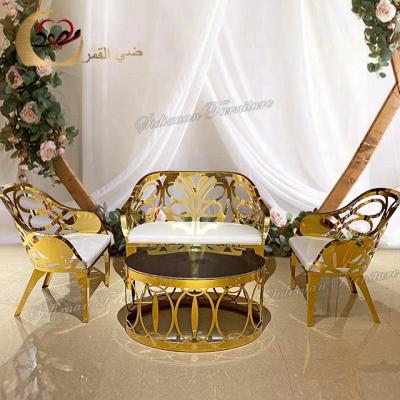 China Customized hotel table low use event sofa stainless steel luxury wedding loveseats sofa for sale