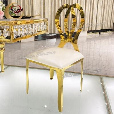 China Modern Wholesale Gold Decorations Stainless Steel Seat Wedding Leather Chair Set for sale