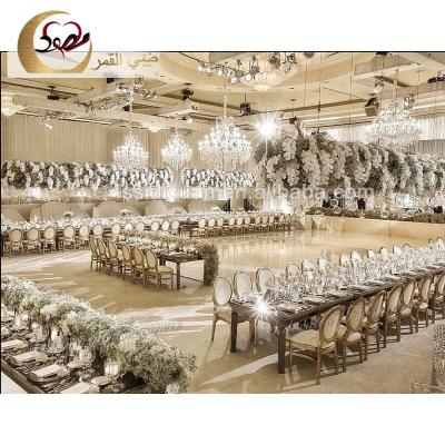 China Romantic& Elegant Low Back White Leather Aluminum Wedding Gold Event Chairs for sale