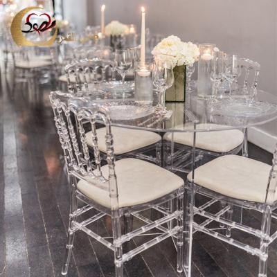 China Customize Hot Style Transparent Crystal Bamboo Acrylic Plastic Stacking Wedding Chairs for sale