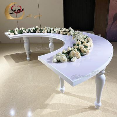 China Customized White Restaurant Furniture S Shape MDF Top Dining Tables For Wedding And Event for sale