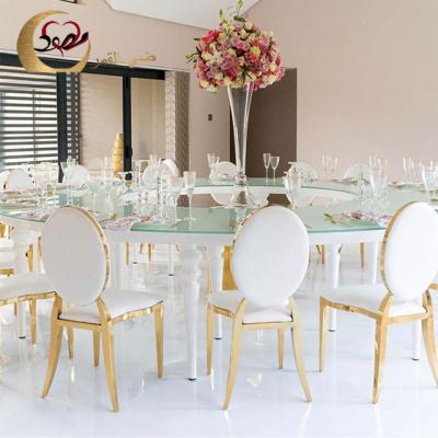 China Customized half round shape iron wedding event mdf serpentine white event table for sale