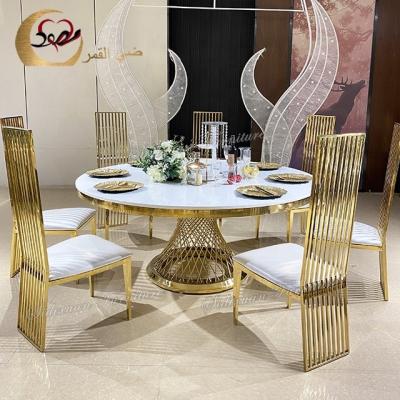 China Hot Sale Customized Round Wedding MDF Top Stainless Steel Event Dining Table For Sale for sale