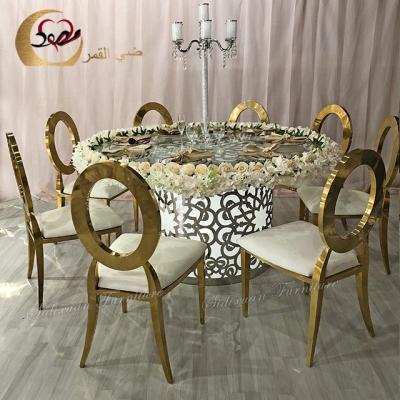 China LED Light Dining Room Furniture Around Glass Top Wedding Led Table And Chairs for sale