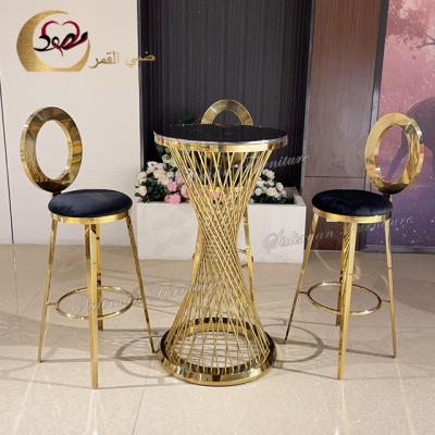 China Modern Wedding Furniture Bar Table Event Party Metal Frame Bar Dining Table for sale