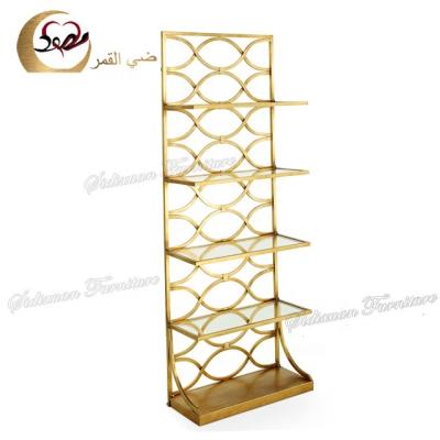 China Romantic& Wholesale Elegant Stainless Steel Wine Rack Gold Rack Wine Glass Display Case For Wedding Party for sale