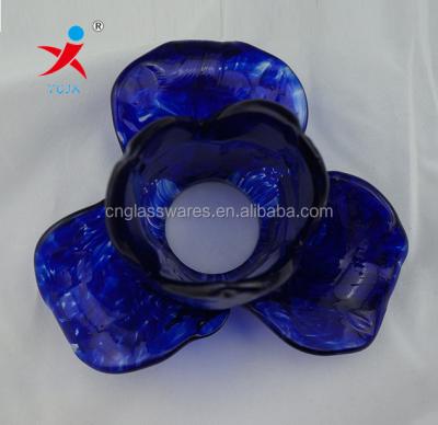 China Blue Lotus Flower Head Hanging Solid Glass Lamp Shade For Decoration for sale