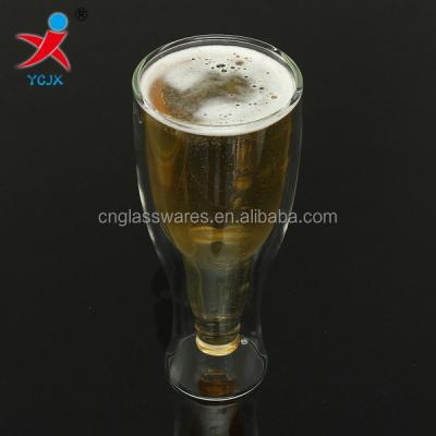 China Double wall glass for beer handcrafted heat resistant pyrex pyrex wall glass wine beer mugs /double wall glass for beer for sale