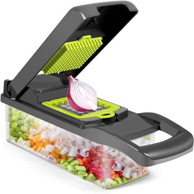 China Viable Hot Selling 12 in 1 Manual Veggie Slicer Dicer Onion Cutter Fruit Vegetable Mandoline Cleaver for sale