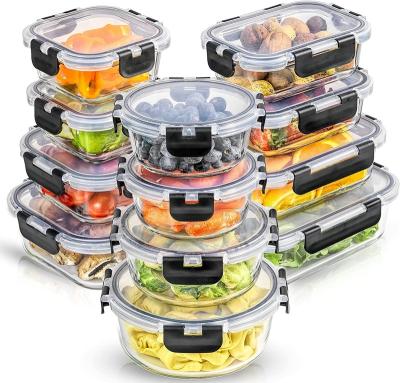 China Freshness Preservation Hot Sale Microwave Safe Food Container Glass Meal Prep Containers for sale