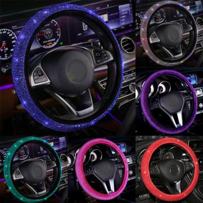 China Cute Bling Diomand Bling Car Accessories Decor Set Diamond Safety Car Crystal Rhinestone Steering Wheel Cover Belt Shiny Handbrake Seat for sale