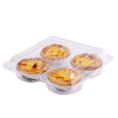 China SH-0058 OEM Disposable Food Grade Transparent PET Packaging for Takeaway Egg Tart Cake for sale