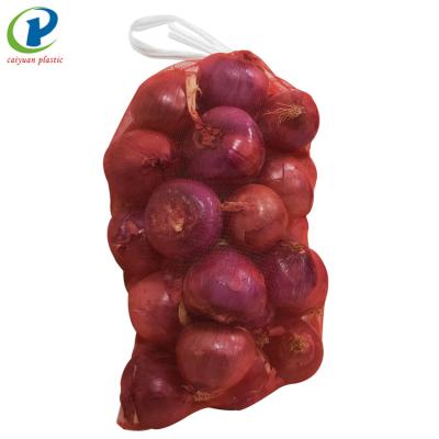 China Recyclable Customized PP PE Drawstring Mesh Bag Vegetable Onions Potatoes for sale