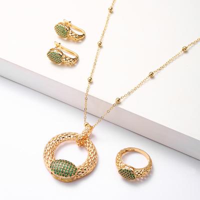 China Fashion Jewelry GARAANTIIE Fashion Gold Plated Women's Jewelry Set Necklace Earring Ring Bracelet Wedding Party Gift for sale