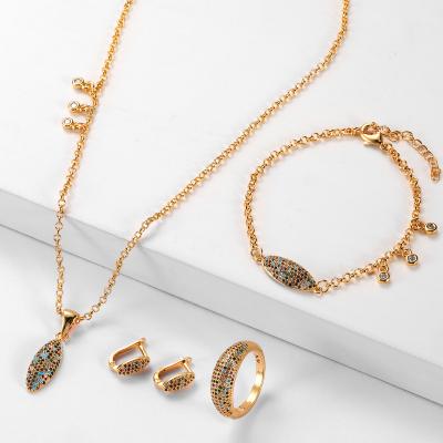 China Fashion Jewelry GARAANTIIEThe Best-Selling Oval Pendant Inlaid With Diamonds Colorful Elegant Women's Jewelry Set 18K Gold Plated Wedding Jewelry for sale