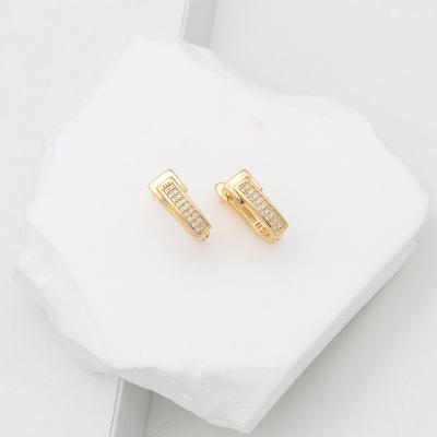 China JEWELRY Fashion Jewelry GARAANTIIE 18K Double Ring Rectangular GOLD PLATED Earrings Women's EARRINGS Wedding Party for sale