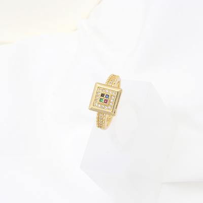 China Fashion Jewelry GARAANTIIE 2022 New 18K Gold Plated Square Diamond Ring Women's Birthday Gift for sale