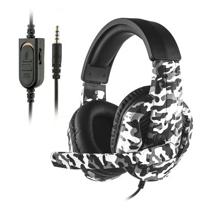 China Hot Selling OEM 3.5mm Headband Headphone 7.1 Stereo Volume Control For PC Army Camouflage With Mic Wired Headphone Bass for sale