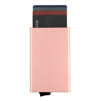 China Fashion Automatic Pop Up Slim Metal RFID Blocking Men's Rfid Money Clip Wallet Card Holder for sale