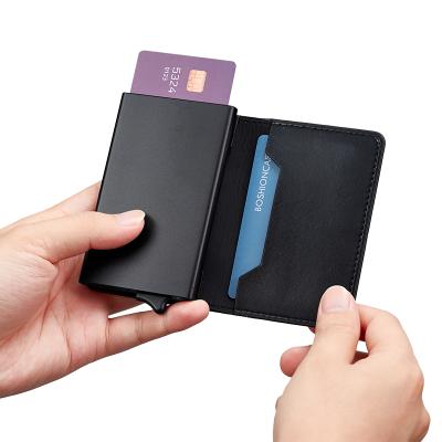 China Black Leather Coin Wallet PU RFID Boson Brand Fashion Color Aluminum Case For Women for sale