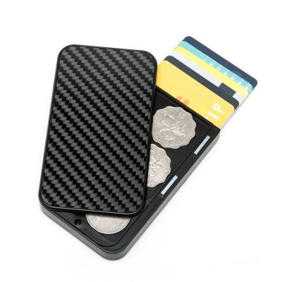 China Carbon Fiber+Plastic Fashion RFID Carbon Fiber Wallet Magnet Open Money Cash Coins Credit Card Holders for sale