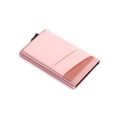 China Ultra Thin Pocket Business Minimalist Card Holder Slim Aluminum Noise Up+Money Up Credit Card RFID Blocking Anti-Theft Pocket Protect Card Holder for sale