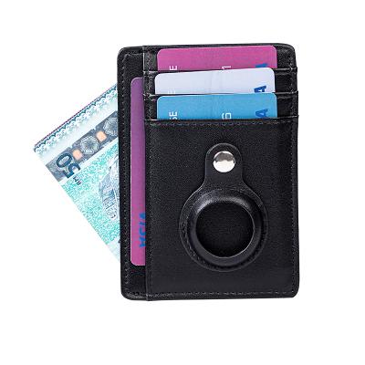 China Airtag Men RFID Blocking Airtag Business PU Leather Ultra Thin Wallet Card Holder Airtag Slim Minimalist Smart Credit Card Case Mini for sale