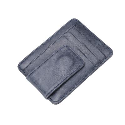 China Fashion Slim Minimalist Leather Credit Card Holder Wallet RFID Transparent Genuine Leather Card Holder for sale