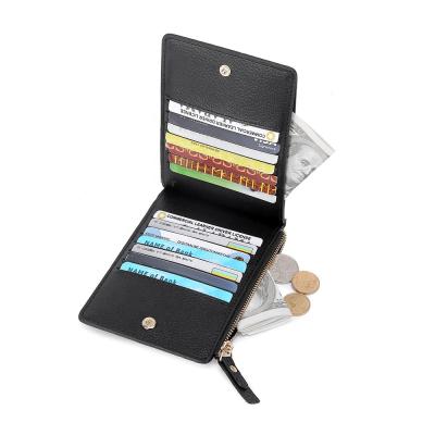 China Best Fashion Card Holder Leather Welcome Minimalist Leather ID Card Holder with Silver Clip Woman Holder Wallet for sale