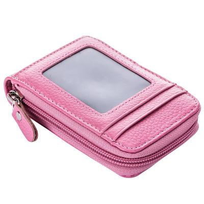 China Lady Factory Wholesale Leather Zippered Wallet Case Slim ID Card Holders for Women and Men for sale