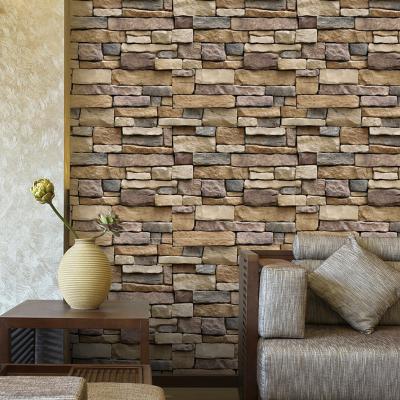 China Eco-friendly Brick Pattern Home Decoration 3D Rock Wall Sticker PVC Self Adhesive Waterproof Wallpaper for sale