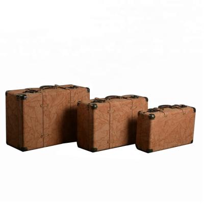 China Mayco Viable 3 Piece Antique Decorative Wood and Leather Trunk Set for sale