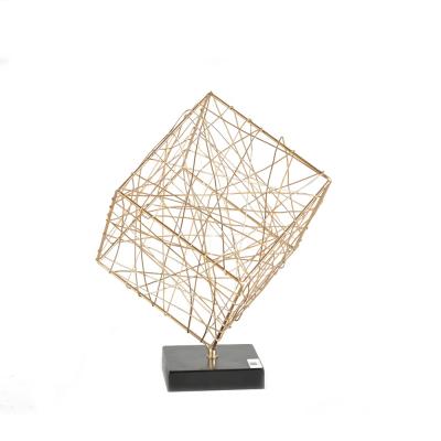 China Table Mayco Cubic Abstract Sculpture In Eco - Friendly Interior Decor Tops In Gold And Black for sale