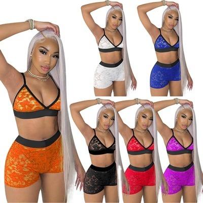 China QUICK DRY Women's Summer Sexy Shorts Set Joggers Sports Suit Set Vest and Pant Suit Women Short Two Piece Set Clothing for sale