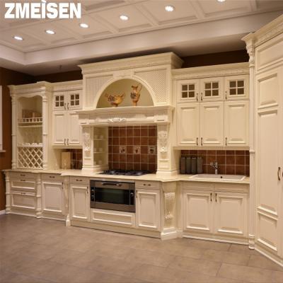 China The contemporary white luxury American pastoral wooden cabinetkitchen painting process cabinetkitchen for sale