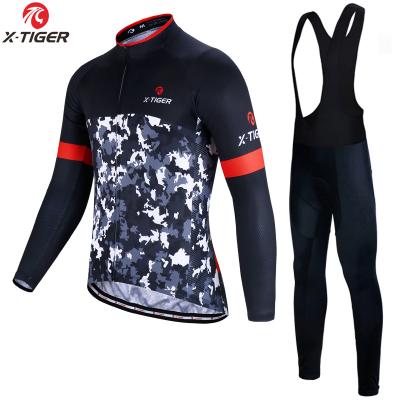 China X-TIGER Pro Antibacterial Bib Recycling Tank Top Set Long Sleeve Clothing Cycling Tank Top Bike Cycling Recycling Wear for sale