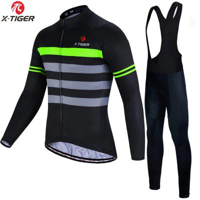 China X-TIGER Antibacterial Long Sleeves Bib Pro Cycling Set Breathable MTB Bicycle Singlet Set Clothing Maillot Ropa Ciclismo de vélo for sale