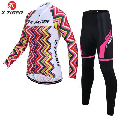 China Antibacterial Women Cycling Jersey Pro Winter Thermal Fleece Set Keep Warm Mountain Bike Clothes Wear Cycling Cycling Apparel for sale