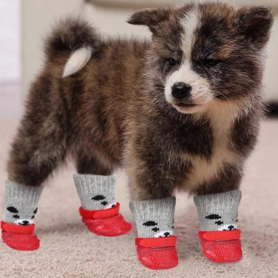 China New Durable Waterproof Outdoor 4pcs Dog Shoes Deep Warm Anti-Skid Rain Snow Boot For Small Dogs Cats Puppy Booties Booties for sale