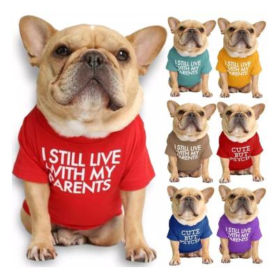 China French Bulldog Viable Letter Printed Shirt Cotton Stretch Comfy Dog Clothes For Chihuahua Summer Pug T-shirts Yorkshire Cat Clothing for sale