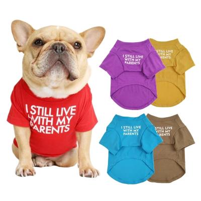 China Sustainable Quality Breathable Summer/Spring Dog Clothes Soft Letters Printed French Bulldog Pet Clothes New Fashion T Shirt For Dog for sale