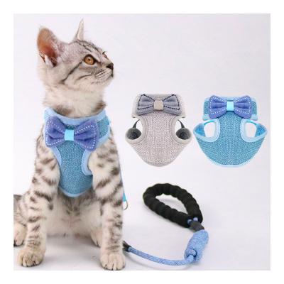 China JEWELED Pet Accessories Bows Adjustable Cat Harness Pet Leashes Chest Bowknot Cats Leashes Walk Vest Cat Collars Chest Strap for sale