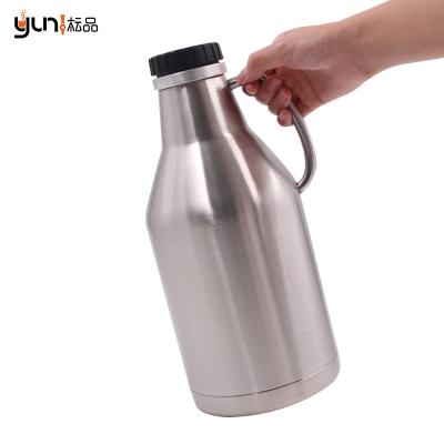 China Excellent PORTABLE Seal Long-Bottled Neck Double Wall Vacuum Shaker 64oz With Wide Mouth And Handle for sale