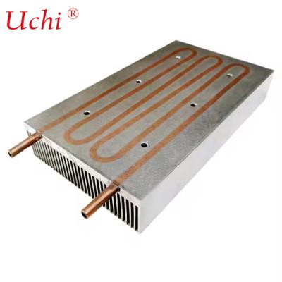 China Water Cold Plate Heat Sink Embedded Copper Tubes Water Cooling Heatsink 120(W)*36(H)*210(L)mm for sale