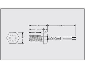 China Rugged Surface Temperature Sensor Machined Screw Sensors With Extension Leads for sale