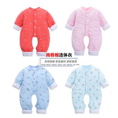 China 100% bamboo fiber baby INS quilted European and American newborn Antarctic cotton warm jumpsuit romper, thin cotton clothes to customize for sale