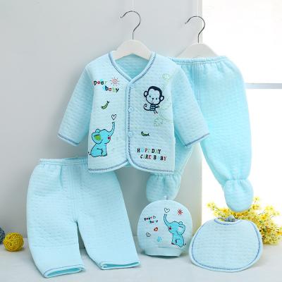 China Anti-wrinkle spring and Autumn Baby Thick Thermal Underwear set European and American cotton warm baby clothes five sets for newborn baby for sale